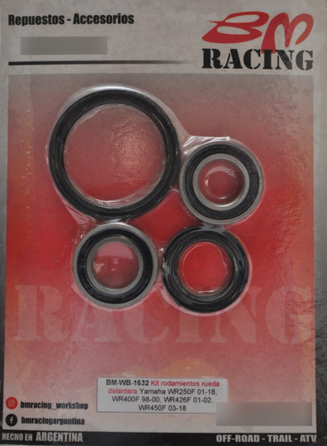 BM Racing - Kit Rodamientos de rueda Delantera Yamaha WR 250F 2001-2019, WR 400F 1998-2000, WR 426F 2001-2002, WR 450F 2003-2018