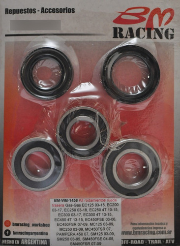 [WB-1458] BM Racing - Kit Rodamientos De Rueda Tras Gas-Gas Ec125-250-300-450