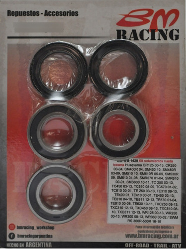 [WB-1420] [BM Racing] Jgo de rodamientos y retenes de rueda (trasera) SWM RS 300R 16-25, RS 500R 16-25