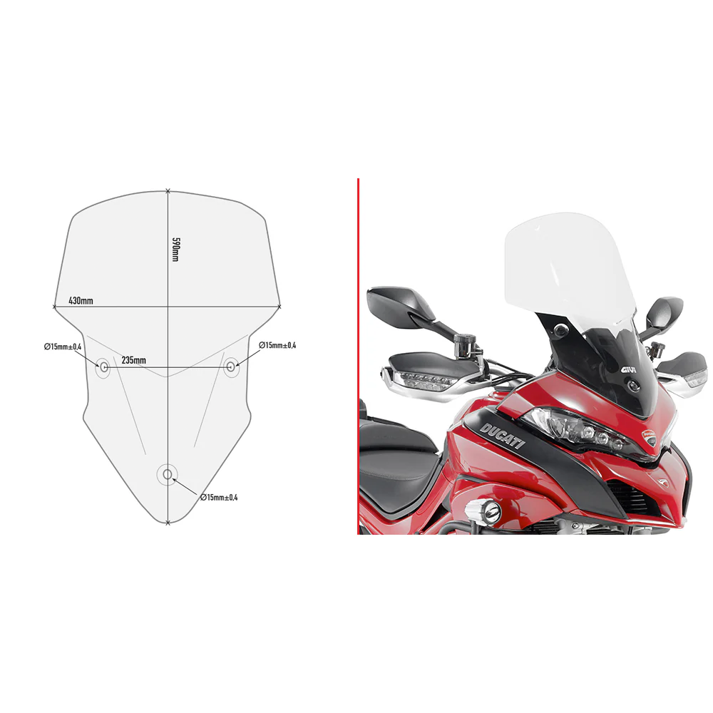[GIVI] Parabrisas Ducati Multistrada 950-1200-1260 15-20, Multistrada Enduro 1260 19-21, Multistrada S 950 19-21