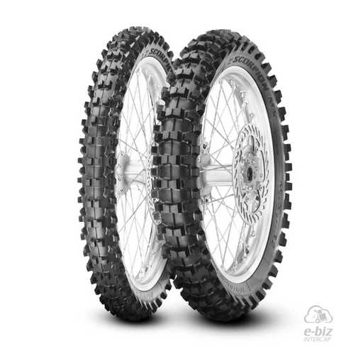 [Pirelli] Jgo de Cubiertas Scorpion MX Extra (80/100R21) (100/90R19) Midsoft Honda CR 125-250 95-99, CRF 250 14-24 || Husqvarna CR 125 1984, TC 125-250 14-24 || KTM SX 125 1998 || Kawasaki KX 125 1994, KX F 250 14-24… (+2 marcas · 3 modelos)