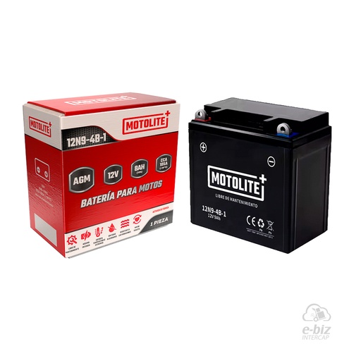 [MOTOLITE] Batería 12N9-4B-1 Beta Motard 200 07-24, TR 200 2018 || Bajaj Rouser 220 || Zanella Patagonian Eagle 150, Eagle 250