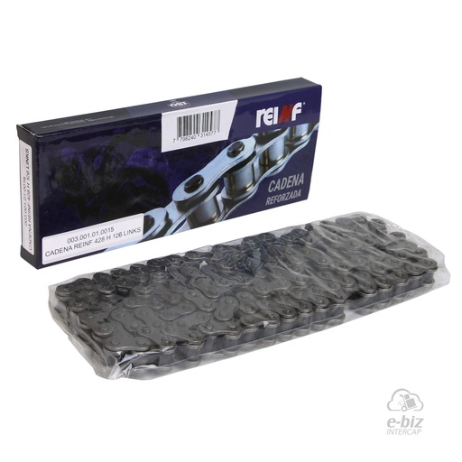 [Reinf] Cadena de transmision 428H-126L (Reforzada) Inks Appia Brezza 150 2015 || Benelli TNT 15 2019 || Corven Hunter 150 2018 || Honda CRF 450 18-24 || Mondial MD 150 2023… (+2 marcas · 3 modelos)