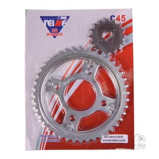 [Reinf] Kit corona y piñon C45 43 14-428 Today Honda CG Titan 125 81-24