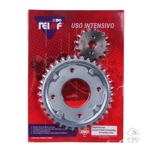 [Reinf] Kit corona y piñon C23 35 15-428 C100 Honda Biz 100 00-24