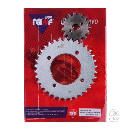 [Reinf] Kit corona y piñon C23 34 15-428 Honda Biz 125 10-24, Biz ES 125 14-24, Biz GP 125 14-24