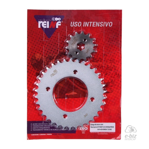 [Reinf] Kit corona y piñon C23 34 14-428 Honda Biz 125 10-24, Biz ES 125 14-24, Biz GP 125 14-24