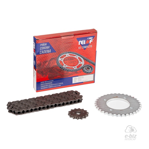 [Reinf] Kit de transmisión C23 Corona Piñon Cadena 34 14-428-106L Honda Biz 125 10-24, Biz ES 125 14-24, Biz GP 125 14-24