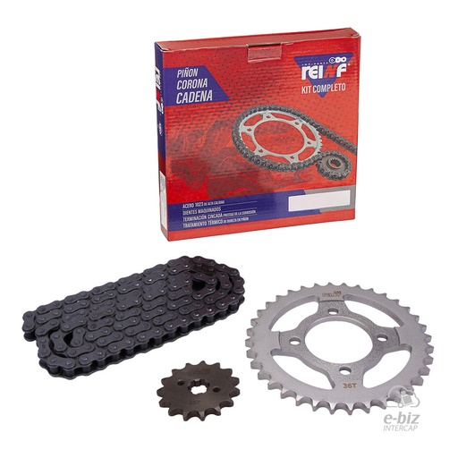 [Reinf] Kit de transmisión C45 Corona Piñon Cadena Reforzada 36 15-428H-110L ZB Blit Corven Energy 110 06-23 || Gilera Smash 110 20-23 || Mondial LD 110 2021 || Zanella DUE 110 05-23