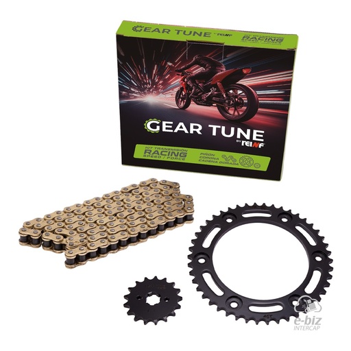 [REINF] Kit de transmisión Gear Tune C45 Corona Piñon Cadena Reforzada Golden 46 17-428H 132L XR 150L 125