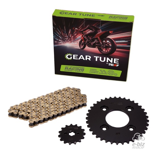 [Reinf] Kit de transmisión Gear Tune C45 Corona Piñon Cadena Reforzada Golden 37 15-420H 104L Honda Wave S 110 2015