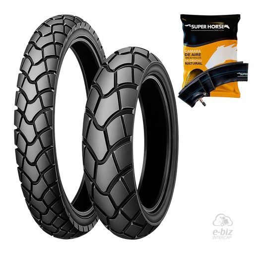 [DURTEC TIRES] Jgo de Cubiertas + Jgo de Camaras (2.75x21") UB-032 Plus 4. Horse Kawasaki KLX L 150 15-19 || Motomel Skua 150 09-24 || Yamaha XT 225 93-01
