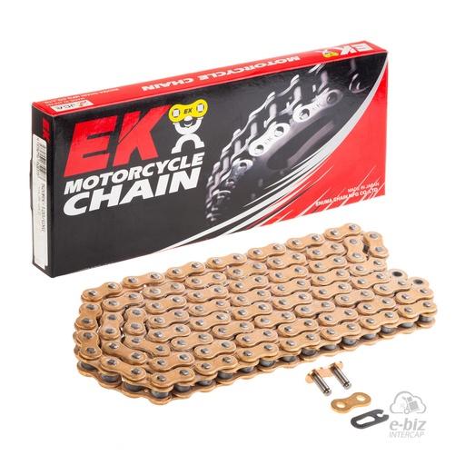 [Ek Chain] Cadena de transmision 520RX-120L [Color: Dorado] (X-Ring) GOLD SKJ | (8400 lbs)