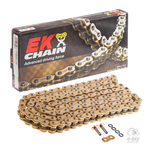 [Ek Chain] Cadena de transmision [Color: Dorado] (O-Ring) O-Ring 525-124 MLJ | (8800 lbs)