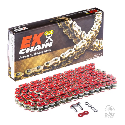 [Ek Chain] Cadena de transmision [Color: Rojo] (O-Ring) O-Ring 520-118 MLJ | (8000 lbs)