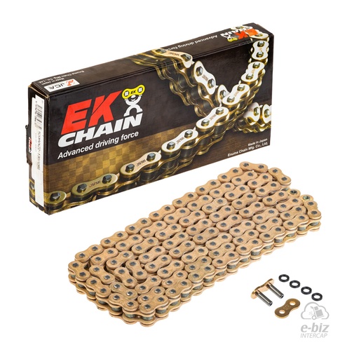 [Ek Chain] Cadena de transmision [Color: Dorado] QX-Ring 520MVXZ2-130L MLJ | (9000 lbs)