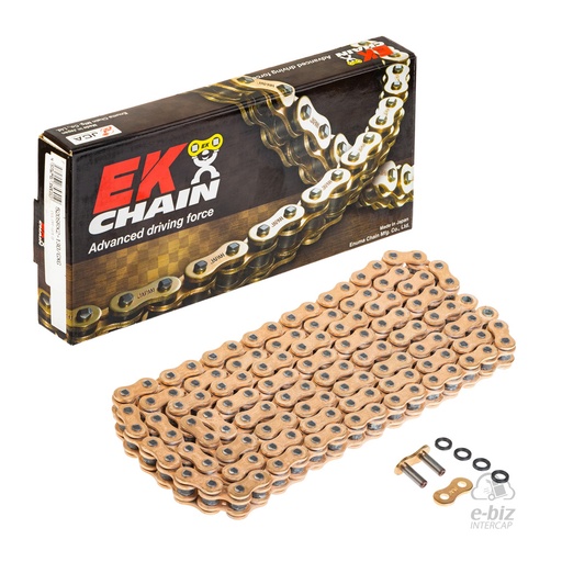 [Ek Chain] Cadena de transmision [Color: Dorado] (QX-Ring) (X-Ring) QX-Ring 520-130L MLJ | (8500 lbs)