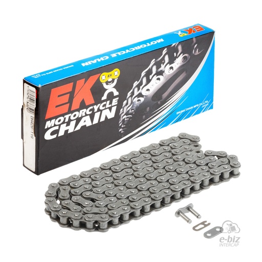 [Ek Chain] Cadena de transmision W/SPJ (Reforzada) 428 DE-118L Appia Brezza 150 2015 || Corven Hunter 150 2018 || Honda CG 150 04-24, CG Titan 125 00-01, CG Titan NEW 150 14-19 || Suzuki AX 100 07-24… (+2 marcas · 5 modelos) | (4900 lbs)