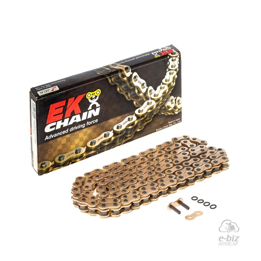 [Ek Chain] Cadena de transmision [Color: Dorado] (O-Ring) 520 112 MLJ BMW F GS 650 00-12, G GS 310 18-24 || Corven Triax Touring 250 15-24 || Honda CR 250 92-93, NX 650 88-89, XR 200-400-600-650 88-01… (+3 marcas · 12 modelos) | (8000 lbs)