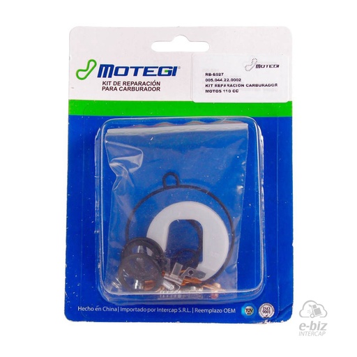 [Motegi] Kit de reparación de carburador CC Cerro BIX 110 05-24 || Corven Energy 110 06-15 || Gilera Smash 110 20-23 || Mondial LD 110 2021 || Zanella DUE 110 05-24, SOL 110 14-22