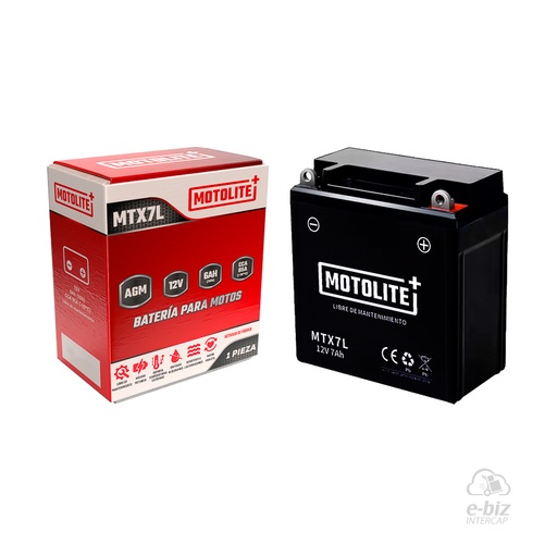 [MOTOLITE] Batería MTX7L Honda CBX Twister 250 04-19, XR L 190 18-24, XR Tornado 250 01-24 || Kawasaki KX 250 1994 || Yamaha New Crypton 110 12-24, XTZ 250 09-24… (2 modelos) || Kawasaki Ninja 250