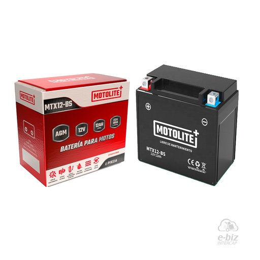 [MOTOLITE] Batería MTX12-BS Corven Triax Touring 250 15-24 || Kymco People 250 2008 || Kawasaki Ninja ZX6R, ER650 || Suzuki DL650 || Yamaha YFM300