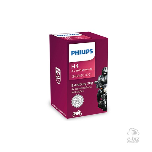 [Philips] Lámparas (H4) (35/35W) Lampara 12458ED 12V Extraduty BMW G GS 310 18-24 || Bajaj Rouser NS 135 14-20 || Honda CG 150 04-24, CG Titan NEW 150 14-19, XR Tornado 250 04-24… (+2 marcas · 4 modelos) || Yamaha YBR125Z