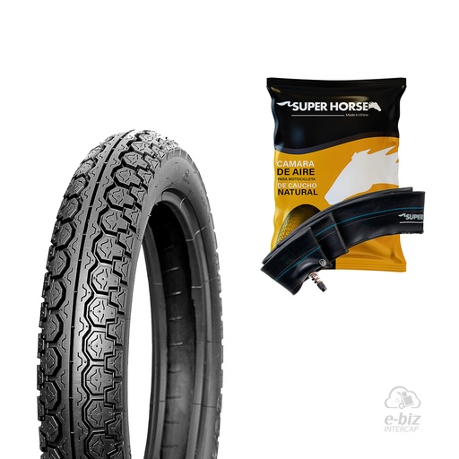 [Super Horse] Cubierta + Camara HDMA006-1 (80/100R14) | TT Cerro BIX 110 05-24 || Corven Energy 110 06-24 || Gilera Smash 110 20-23 || Honda Biz 100-125 04-24, Biz ES 125 14-24, Biz GP 125 14-24… (+1 marca · 1 modelo) | 49L