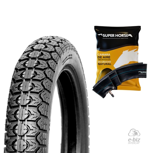 [Super Horse] Cubierta + Camara (2.75x14") | TT HDMA005 Cerro BIX 110 05-24 || Corven Energy 110 06-24 || Gilera Smash 110-125 20-23 || Honda Biz 100 10-24 || Mondial LD 110 2021 | 41L