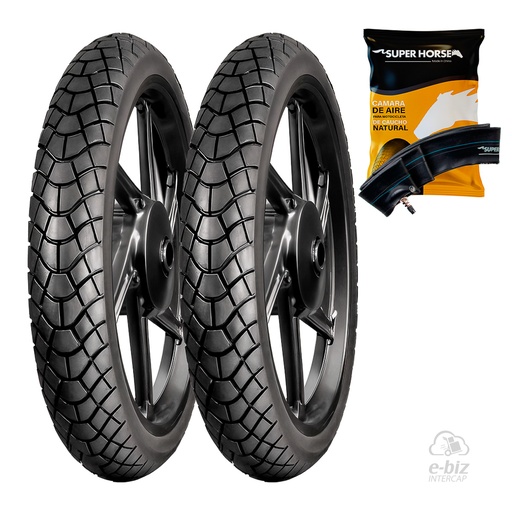 [DURTEC TIRES] Jgo de Cubiertas + Jgo de Camaras (2.50x17") UB-311 2.75- Horse Yamaha Crypton T 105 2002, New Crypton 110 12-24