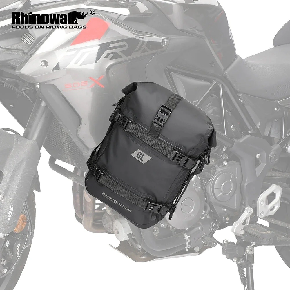 [RHINOWALK] Alforjas laterales [Color: Negro] (6L) Bolso de defensa lateral impermeable