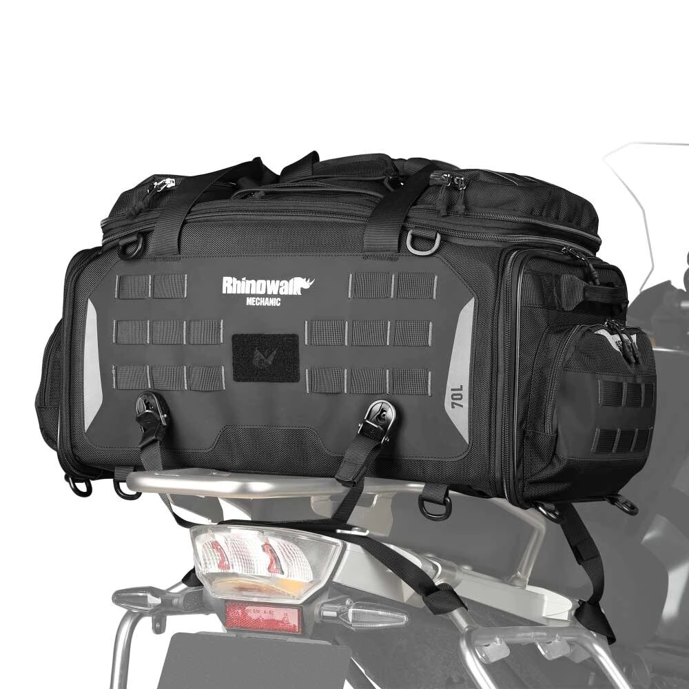 [RHINOWALK] Top case (50L-70L) [Color: Negro] Bolso Trasero Rigido Expansible