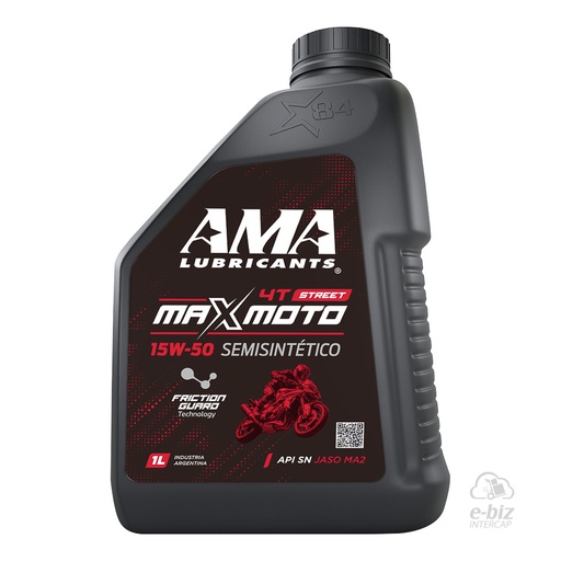 [Ama Oils] Aceite de motor 4T MAX Moto 4T SEMISINTETICO 15W50 X 1L SN JASO MA2