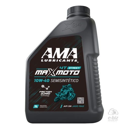 [Ama Oils] Aceite de motor 4T MAX Moto 4T SEMISINTETICO 10W40 X 1L SN JASO MA2
