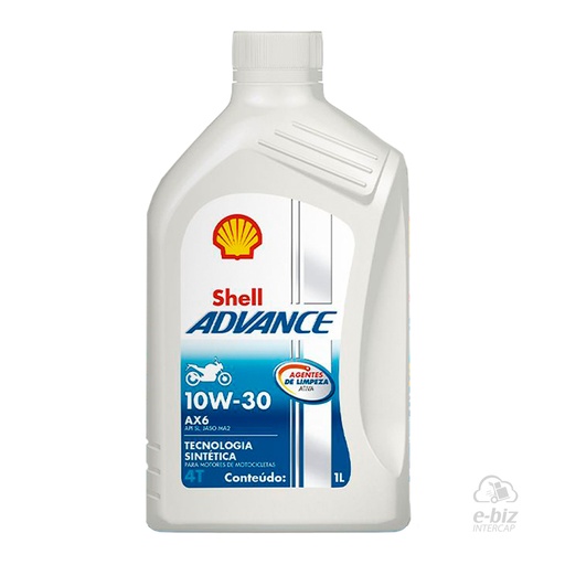 [Shell] Aceite de motor 4T Advance AX6 10W-30 SL MA2 Semisintetico Multigrado