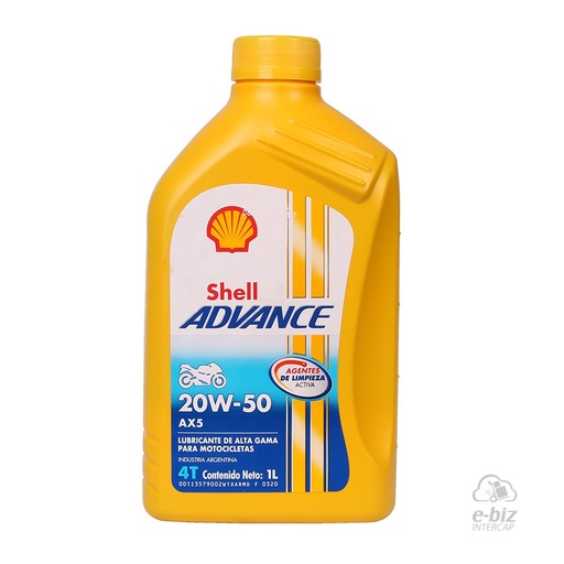 [Shell] Aceite de motor 4T Advance AX5 20W-50 SL MA2 Mineral Multigrado