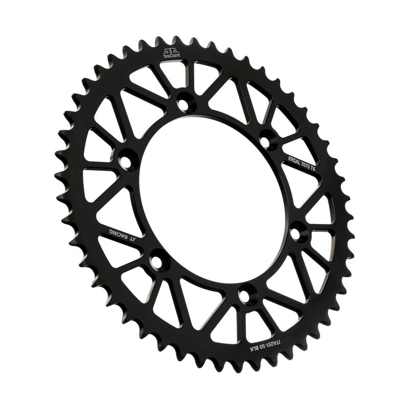 [JT] Corona de ALUMINIO Z:52 ALU Negra Fantic XE 125 21-22, XEF 250-450 21-23, XX 125-250 21-23, XXF 250-450 22-23 || Honda XR 200-350-500-600 79-02 || Yamaha WR 250 91-23… (16 modelos)