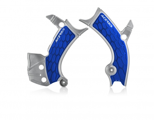 [Acerbis] Plasticos [Color: Plateado] X-Grip Frame Guard Plateado/Azul Yamaha WR F 250-450 19-23, YZ F 250-450 18-23, YZ FX 250-450 19-24