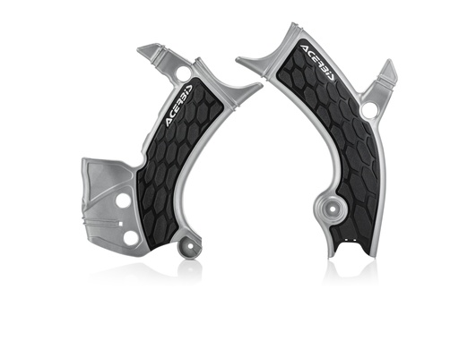 [Acerbis] Plasticos [Color: Plateado] X-Grip Frame Guard Plateado/Negro Yamaha WR F 250-450 19-23, YZ F 250-450 18-23, YZ FX 250-450 19-24