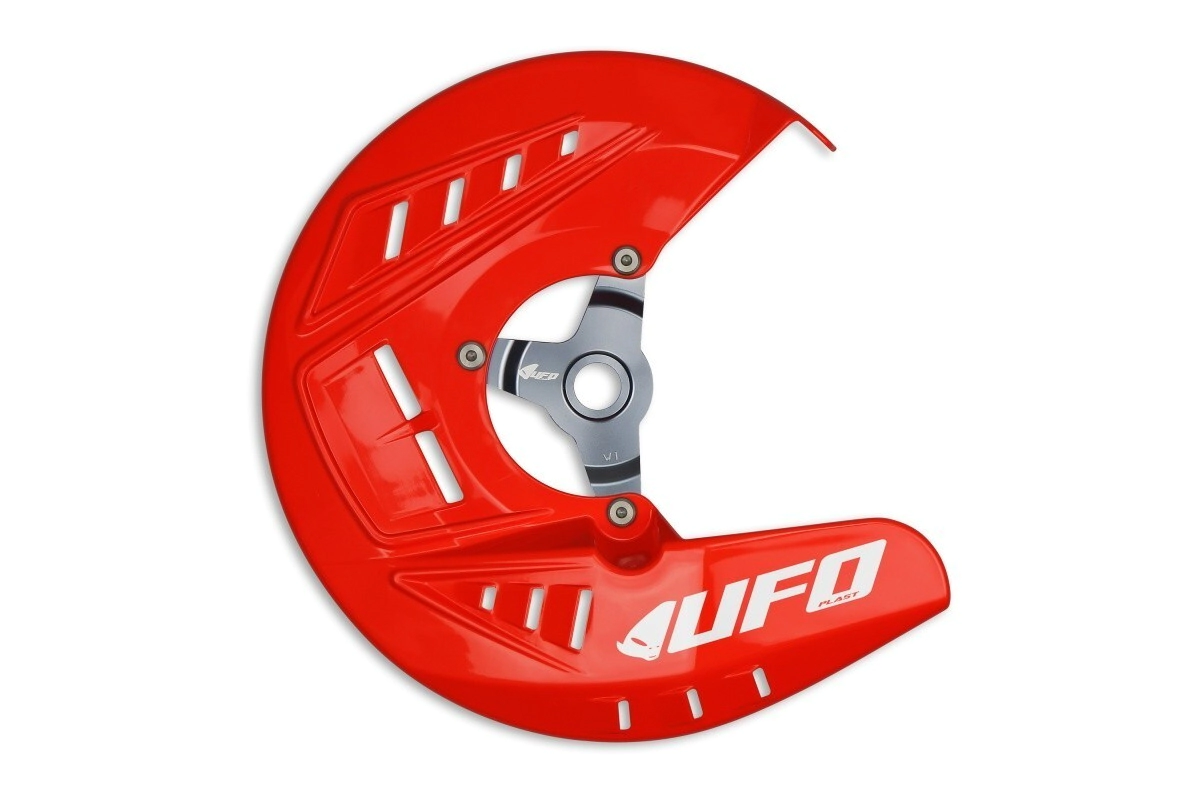 [UFO] Cubre disco de freno delantero [Color: ROJO] CR Honda CRF 250-450 04-23, CRF F 250 19-23, CRF L 250-450 12-23, CRF LR 250 17-20, CRF RL 450 21-23, CRF RWE 450 19-23, CRF RX 250-450 17-23