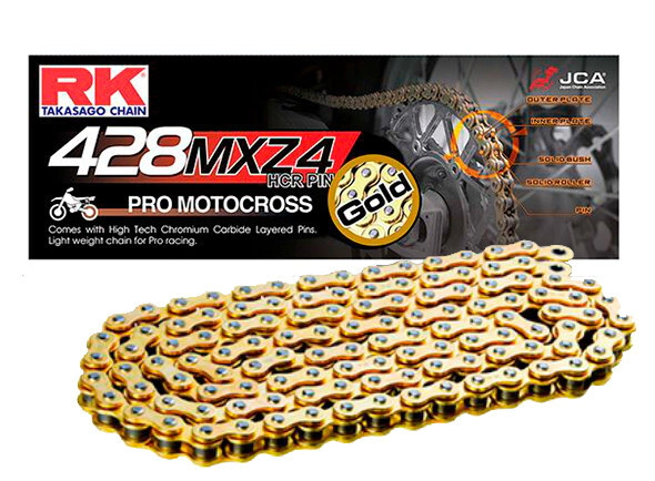 [RK] Cadena de transmision [Color: DORADA] DORADA 428MXZ4X120