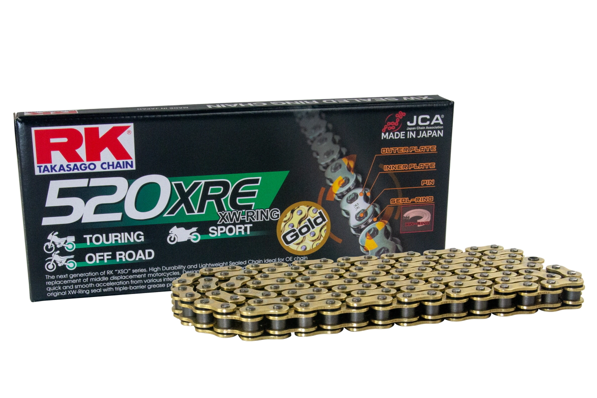 [RK] Cadena de transmision XSO 520XREx-112L [Color: DORADA] DORADA PRO Touring XW Ring OFF Road Sport