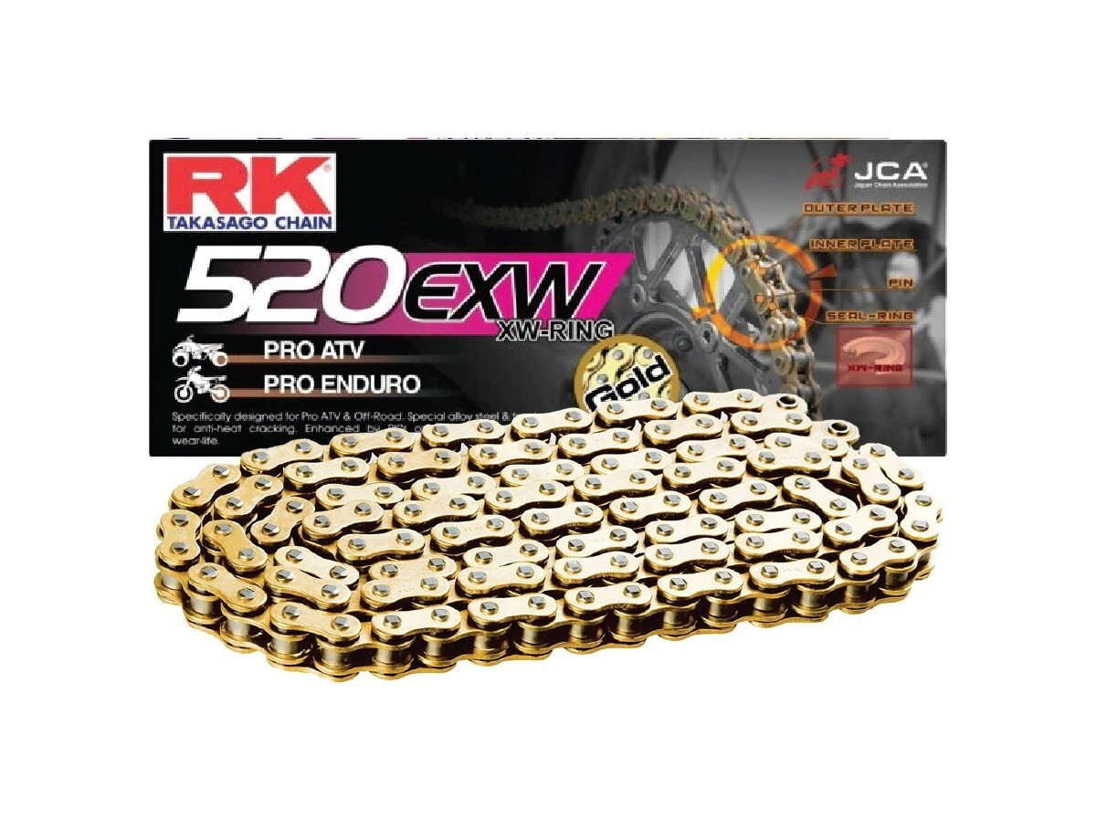 [RK] Cadena de transmision 520EXWx-120L [Color: DORADA] DORADA ATV Rally Premium Xw-Ring