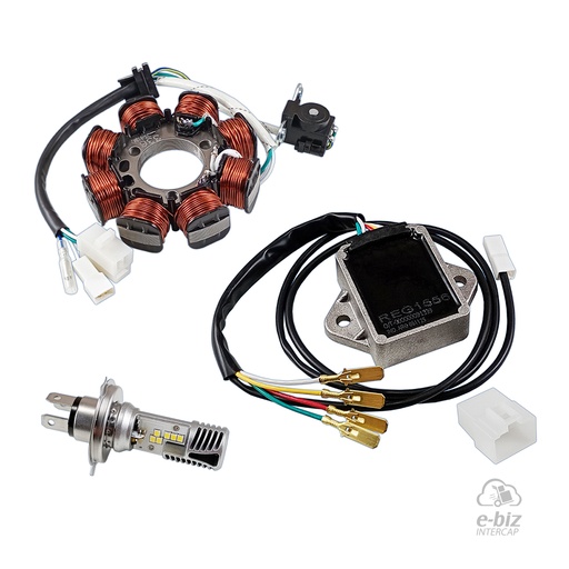 [Pietcard Electronica] Encendido Kit Solucion Carga Bateria 026 Estator 336 Regulador 1556 Lampara 8-12 W Honda CG 150 04-24, CG Titan 125 00-08, CG Titan Nueva 150 14-19