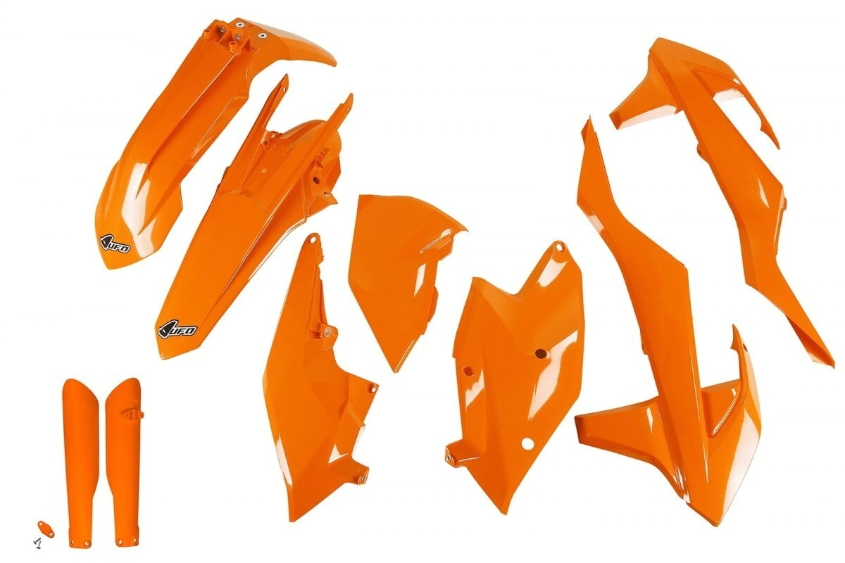 [UFO] Kit de plasticos completos [Color: NARANJA] 17/19 SIN Faro KTM E-XC 250 17-19, EXC 150-250-300 17-19, EXC 6DAYS 300 2018, EXC TPI 250-300 18-19, EXC-F 250-350-450-500 17-19, Freeride E-XC 17-19