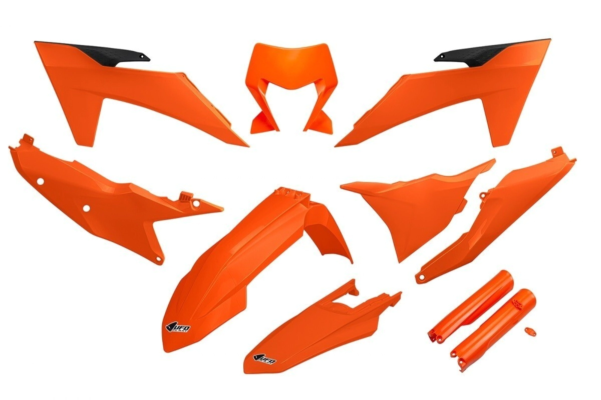 [UFO] Kit de plasticos completos [Color: DORADO] 24/25 CON Faro KTM E-XC 125-250 24-25, EXC 150-250-300 24-25, EXC Champions 450 2025, EXC Hard Enduro 300 24-25, EXC TPI 150-250 24-25… (3 modelos)