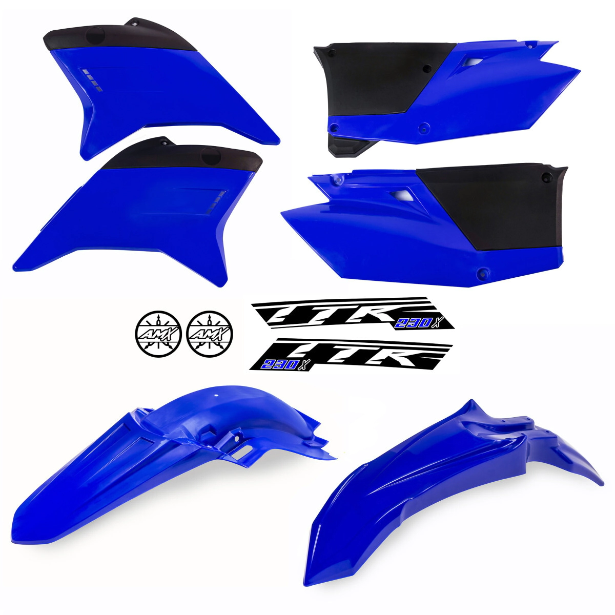 [AMX] Kit de plasticos completos [Color: AZUL] CON Portanumero Yamaha 230 TT 05-26 (KT104)