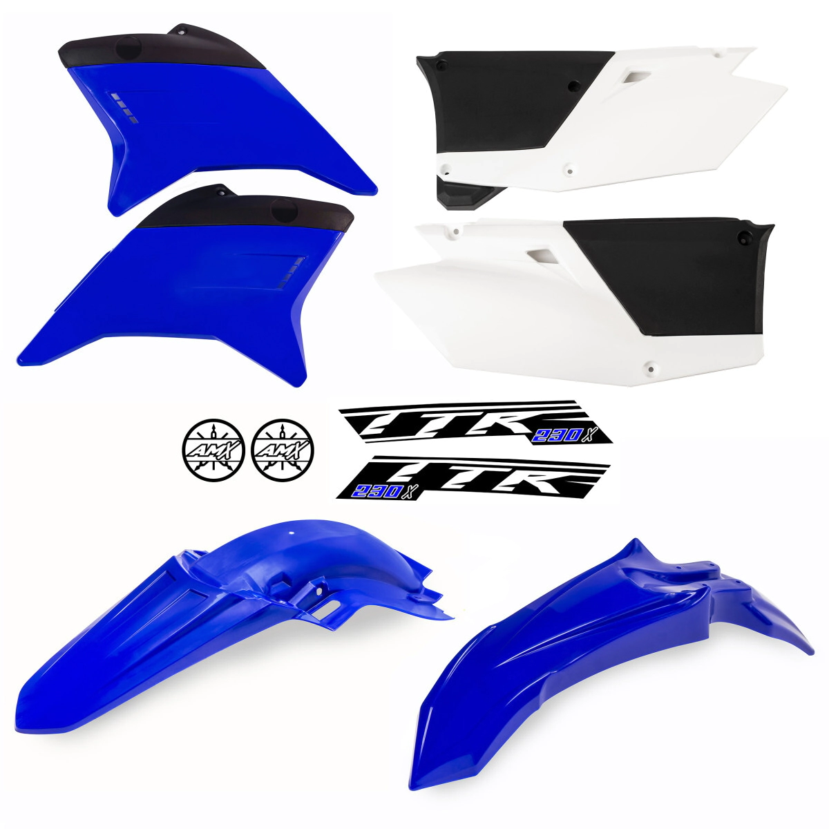 [AMX] Kit de plasticos completos [Color: AZUL] CON Portanumero Yamaha 230 TT 05-26