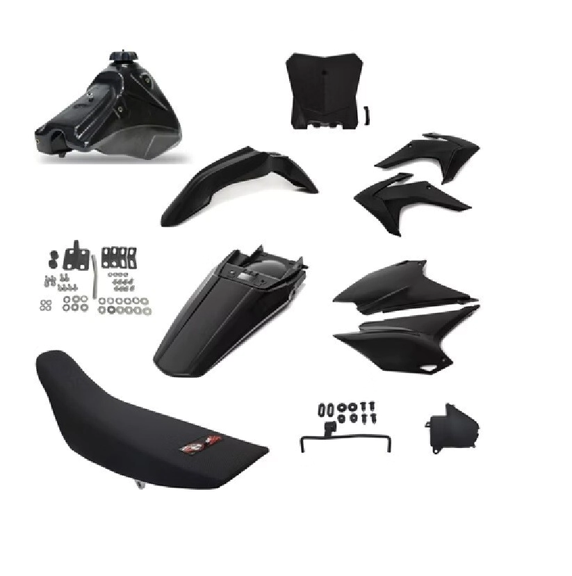 [AMX] Kit de plasticos completos [Color: NEGRO] Completo Adaptacion Motocicletas Misma Categoria Honda 200 XR 80-91, 250 XR 79-80, 250 XR Tornado 98-25, XR 200R 81-02, XR 250L 86-96, XR 250R 81-04
