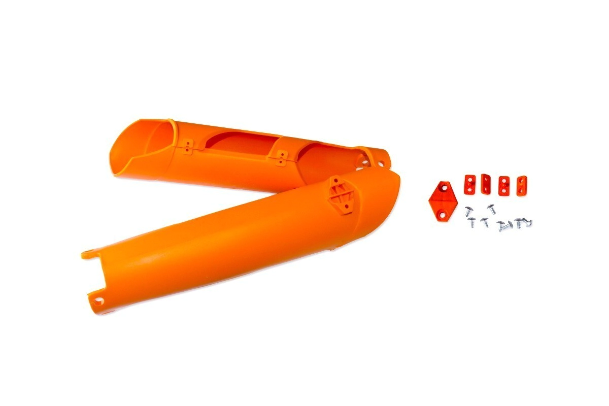 [UFO] Protector de horquilla [Color: NARANJA] Cubre Barrales KTM E-XC 125-250 07-15, EXC 125-150-200-250-300-400-450-500-525-530 07-15, EXC Champions 450 2010, EXC-E 300 07-11… (16 modelos)